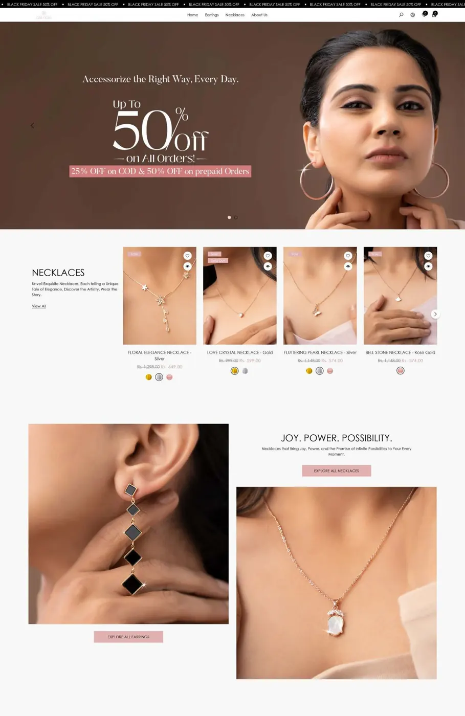 Jewellery brand: website by Moon Ads
